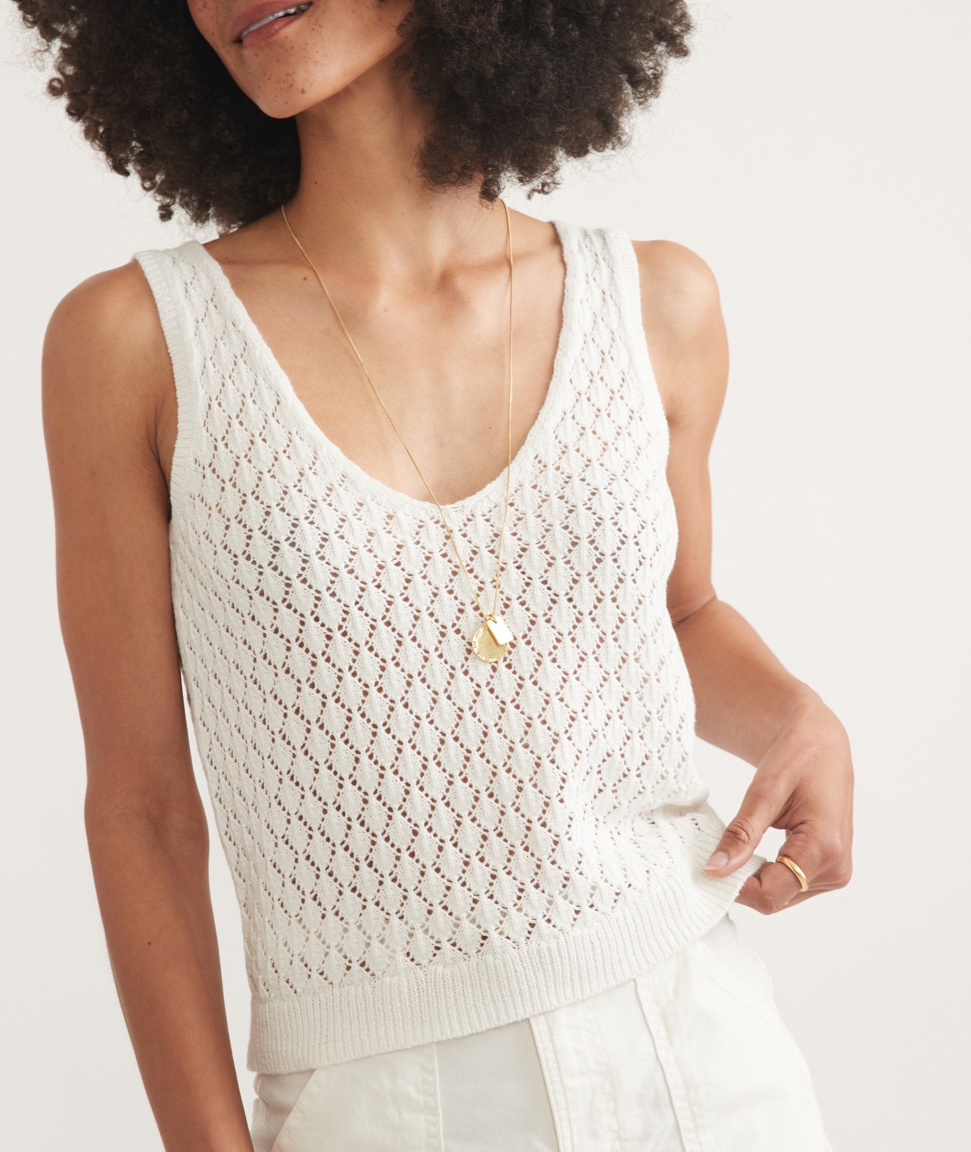 White Linen Sweater Tank