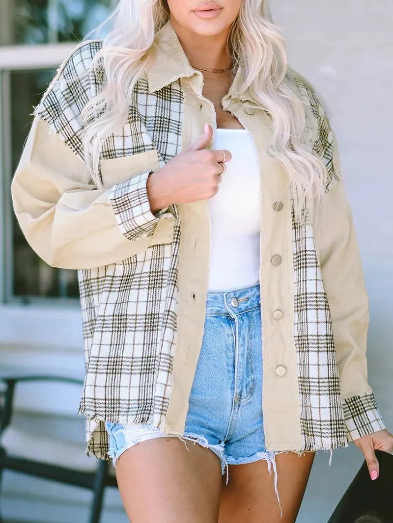 Women's plaid patchwork jacket