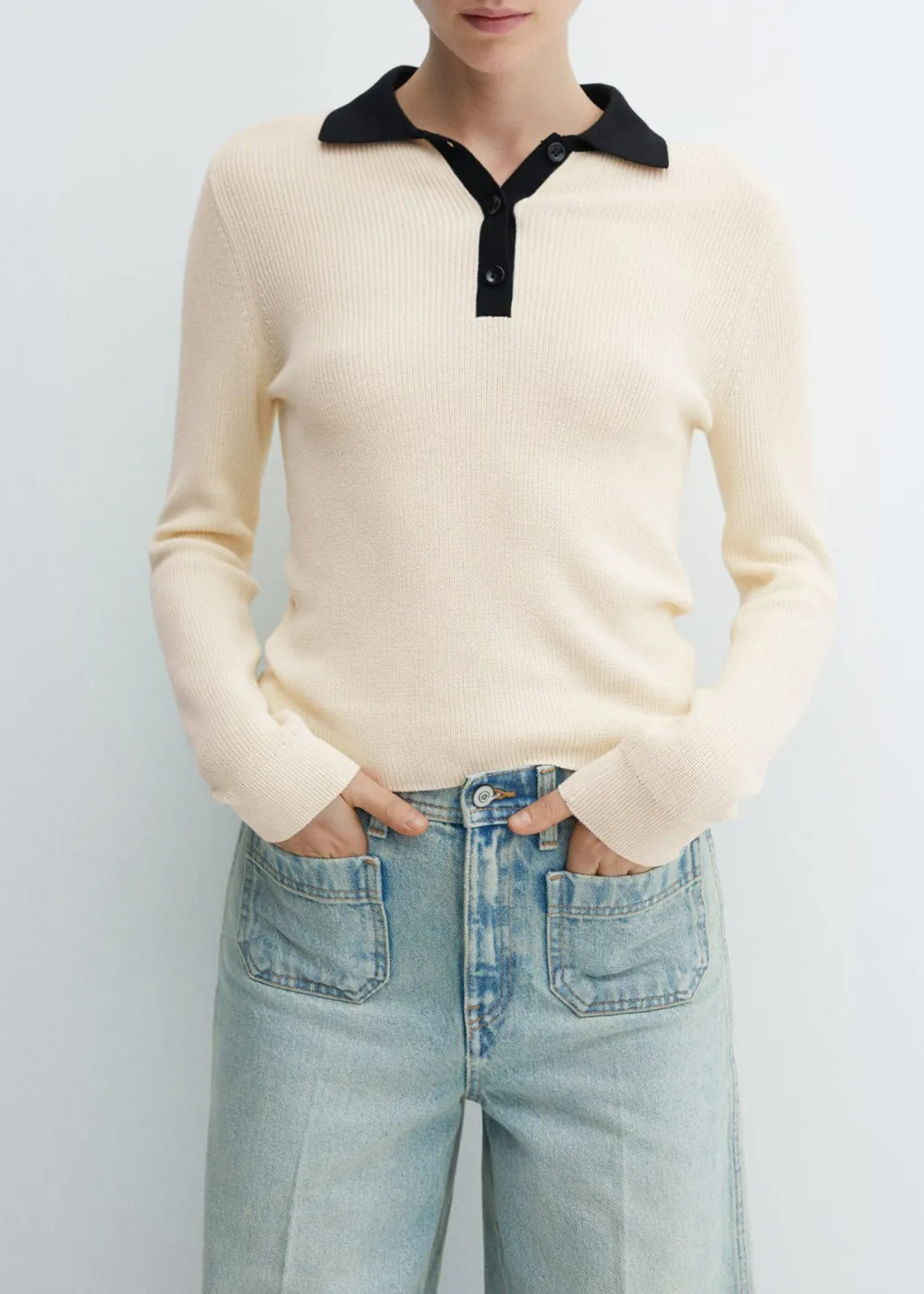 Knitted polo neck sweater