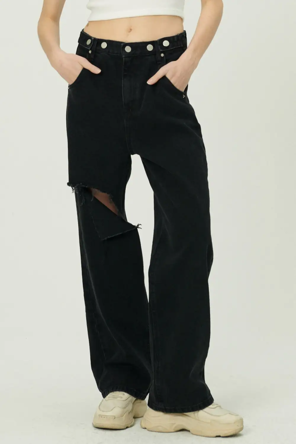 Elo Cutout Wide Leg Jeans