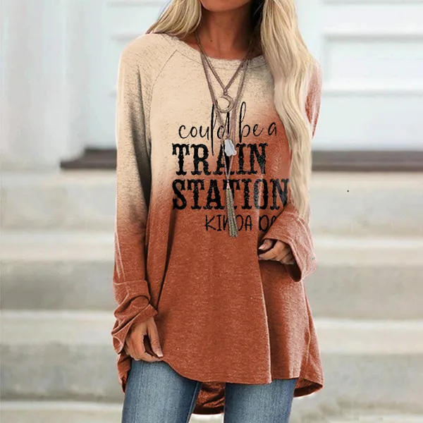 Could Be A Train Station Kinda Day Print Casual Tunic