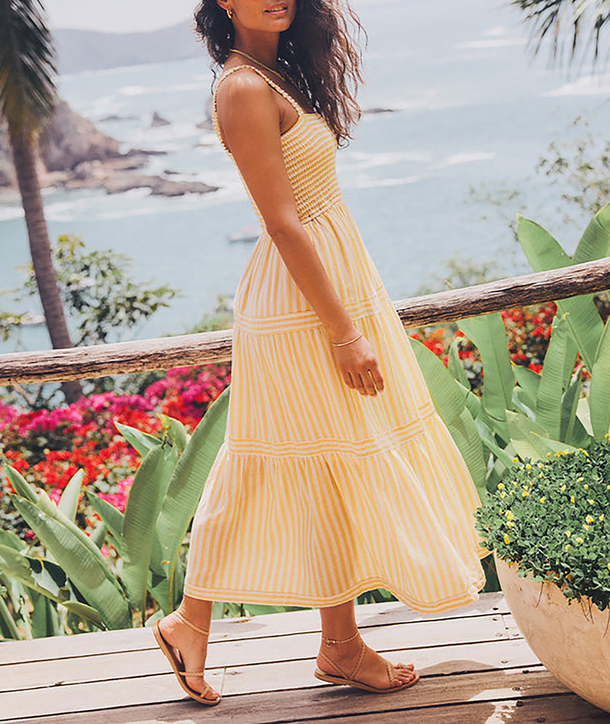 Golden Yellow Stripe Maxi Dress