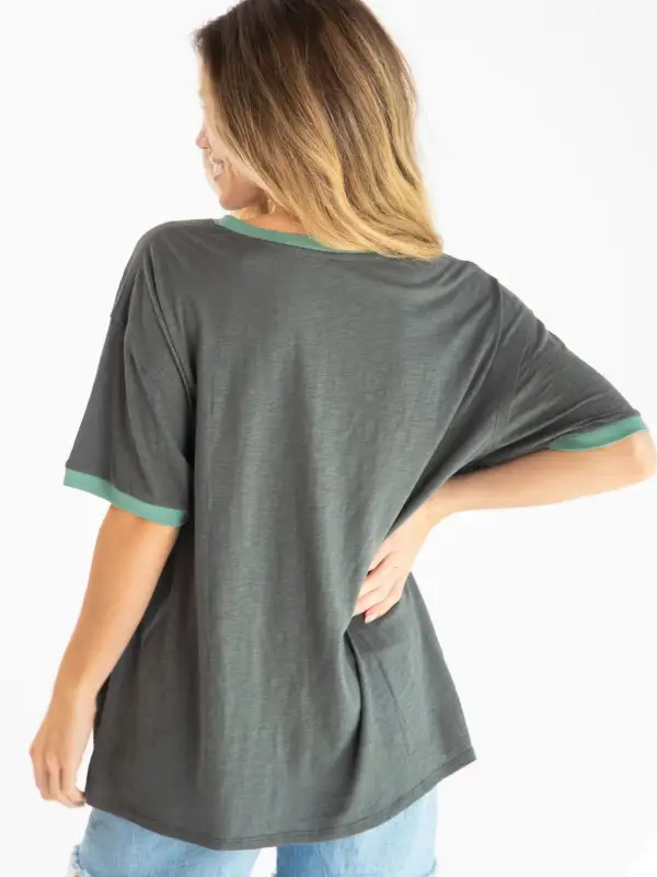 Ringer Oversized Tee Shirt - When It Rains