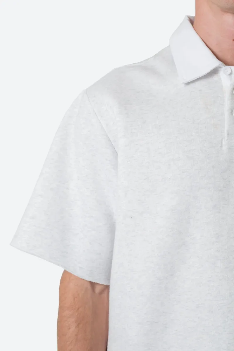 FLEECE OVERSIZED POLO WHITE SHIRT