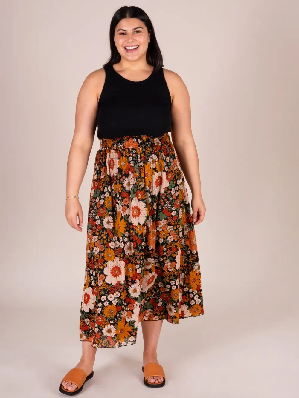 Maylin Midi Skirt - Orange Floral