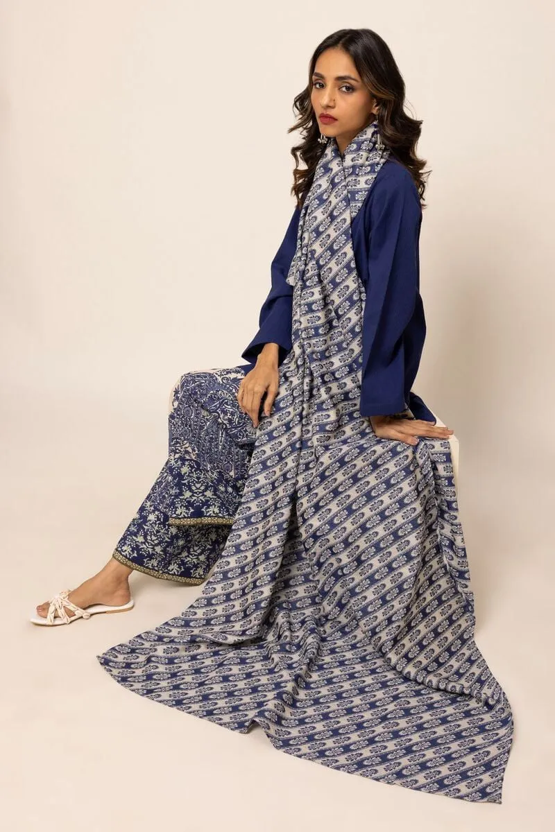 3 Piece Kurta Embroidered | Dupatta& Bottom & Tops | Color Navy Blue