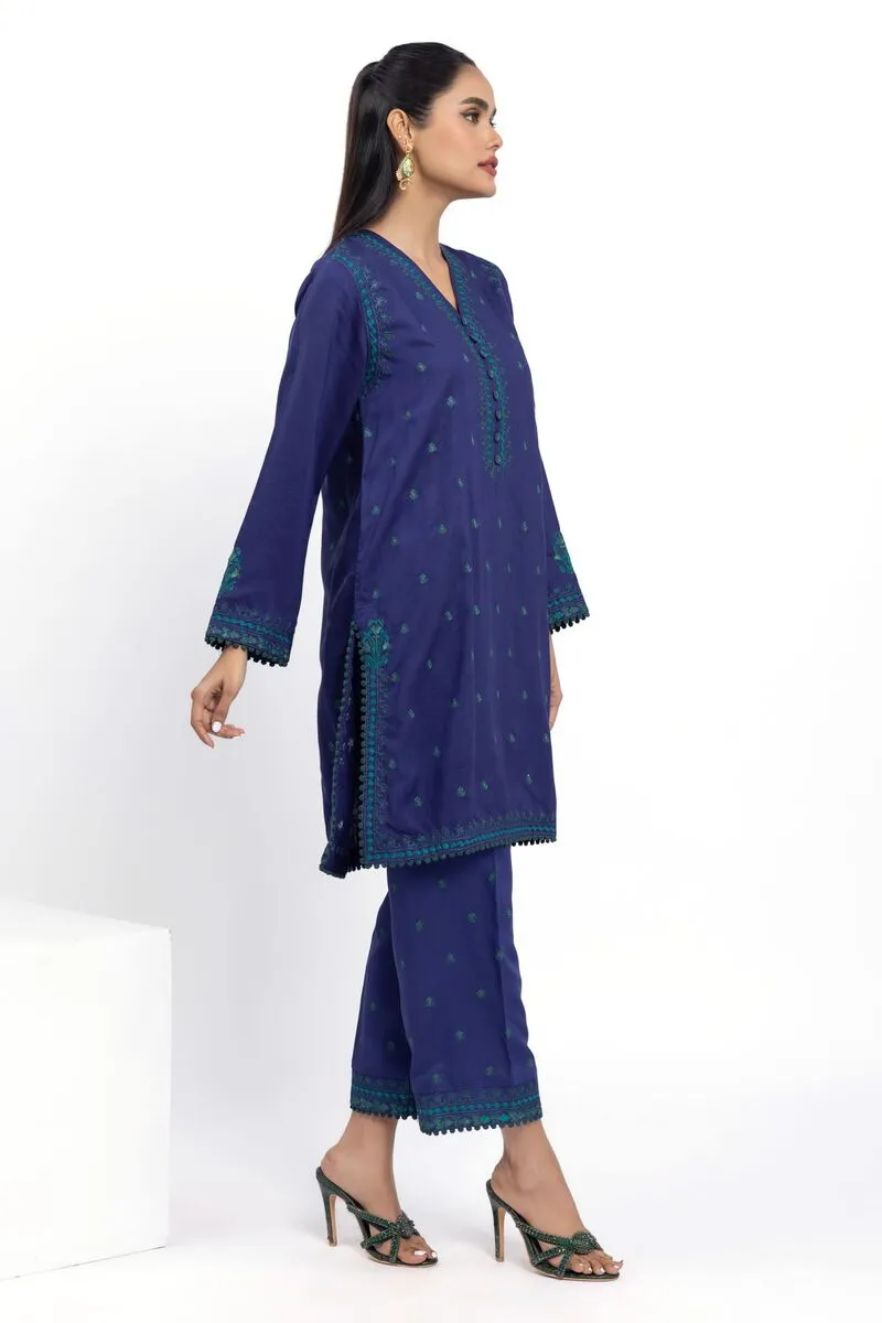 2 Piece Kurta Embroidered | Kurta & Pants | Color Deep Blue