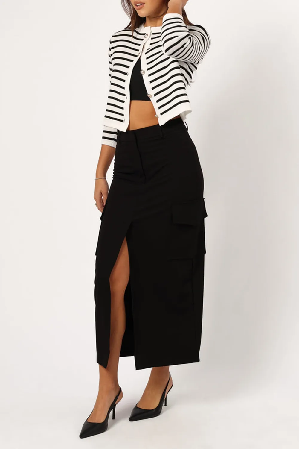 SIANA CARGO MIDI SKIRT - BLACK