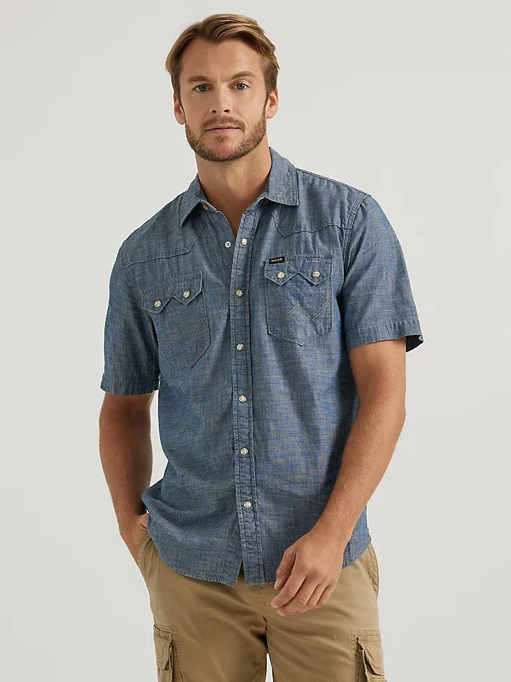 MEN'S SAWTOOTH POCKET DENIM SHIRT IN LIGHT VINTAGE WASH