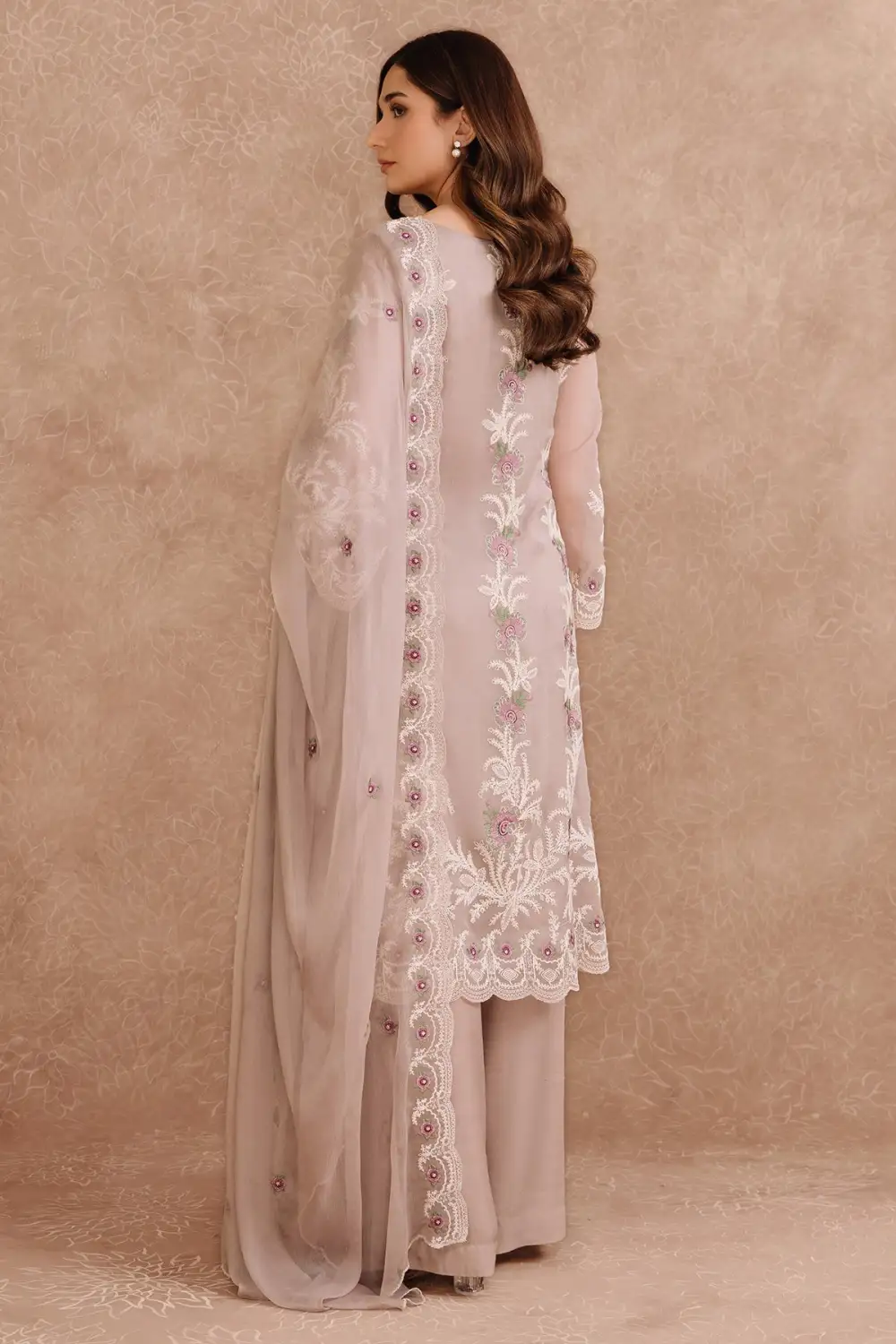 2 Pcs Embroidered Pure Chiffon Suit