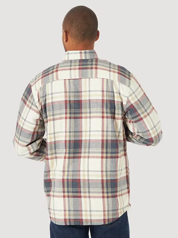 MEN'S WRANGLER® AUTHENTICS SHERPA LINED FLANNEL SHIRT IN TWILL HEATHER