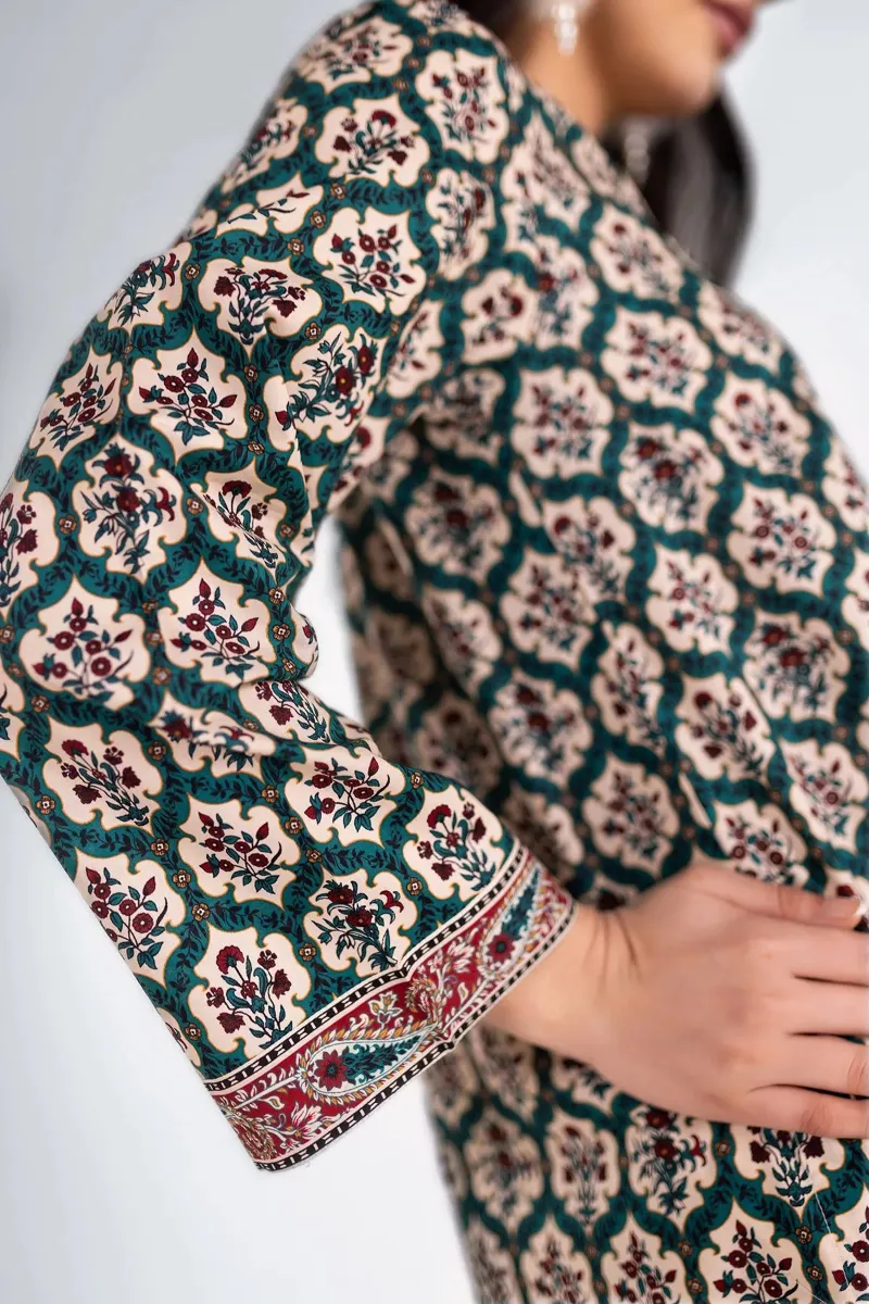 2 Piece Kurta | Embroidered & Pants | Green