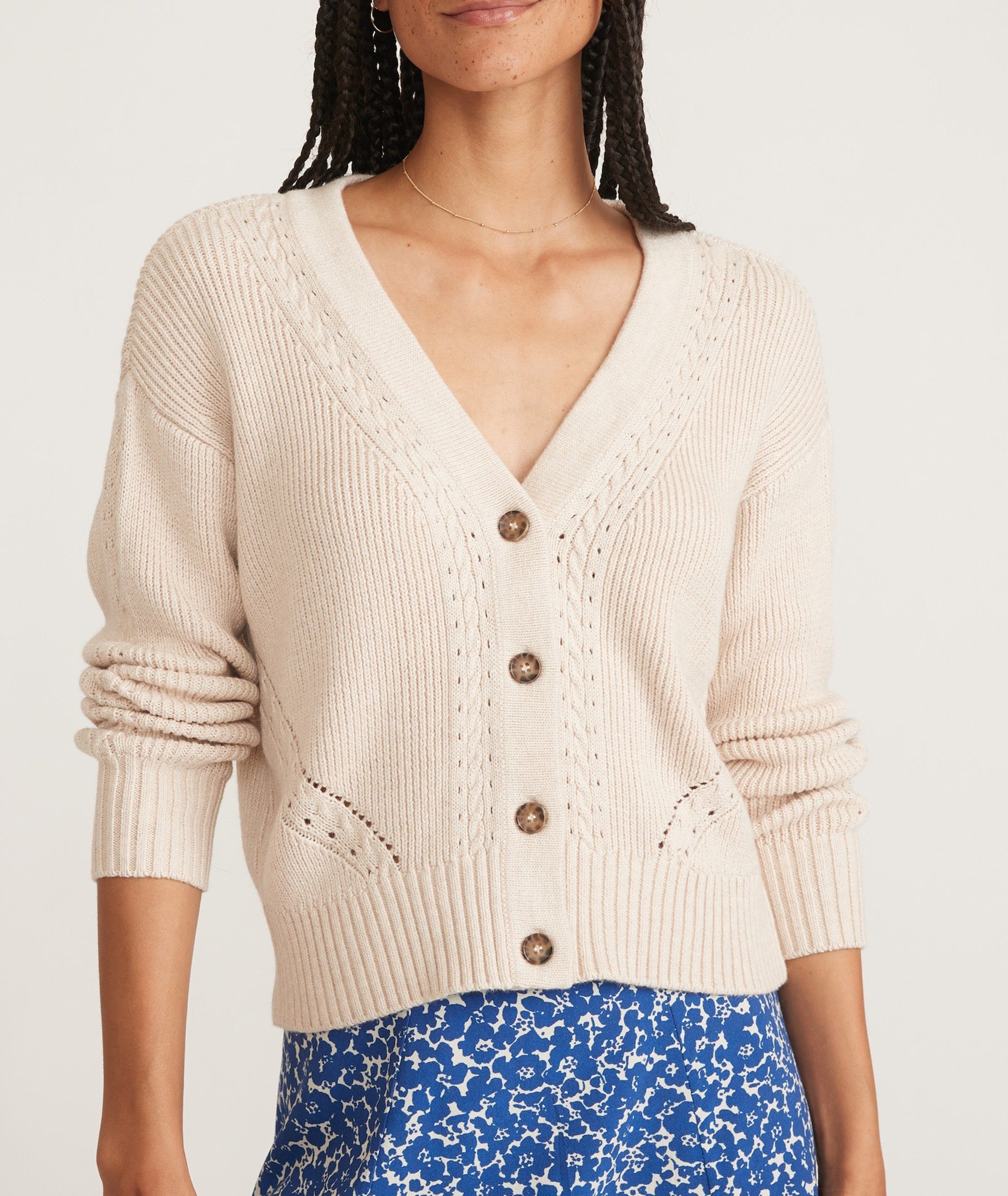 White V-neck Crop Cardigan