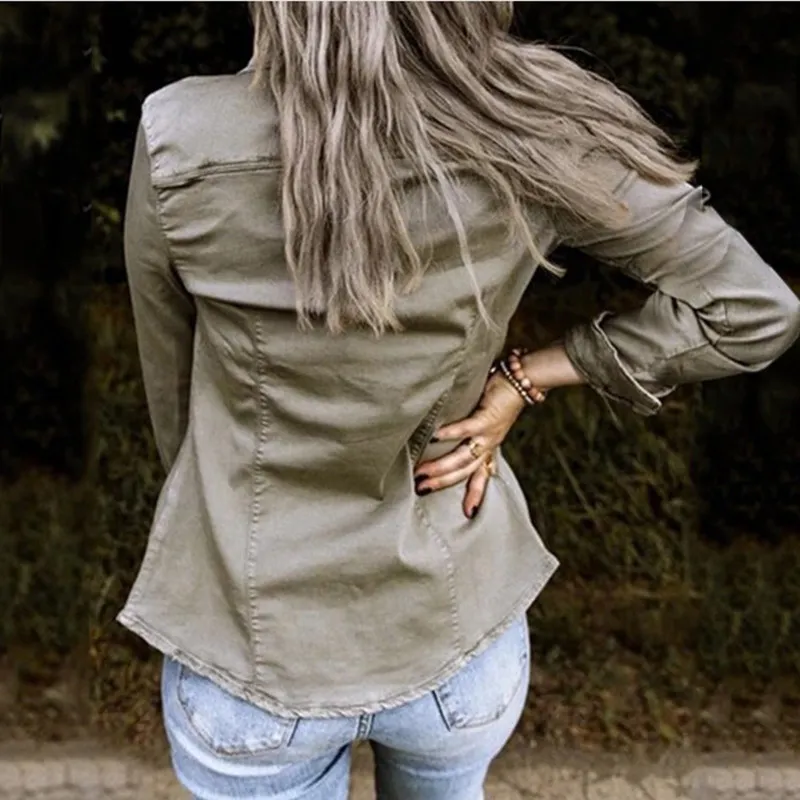 Solid Color Long Sleeve Casual Jacket