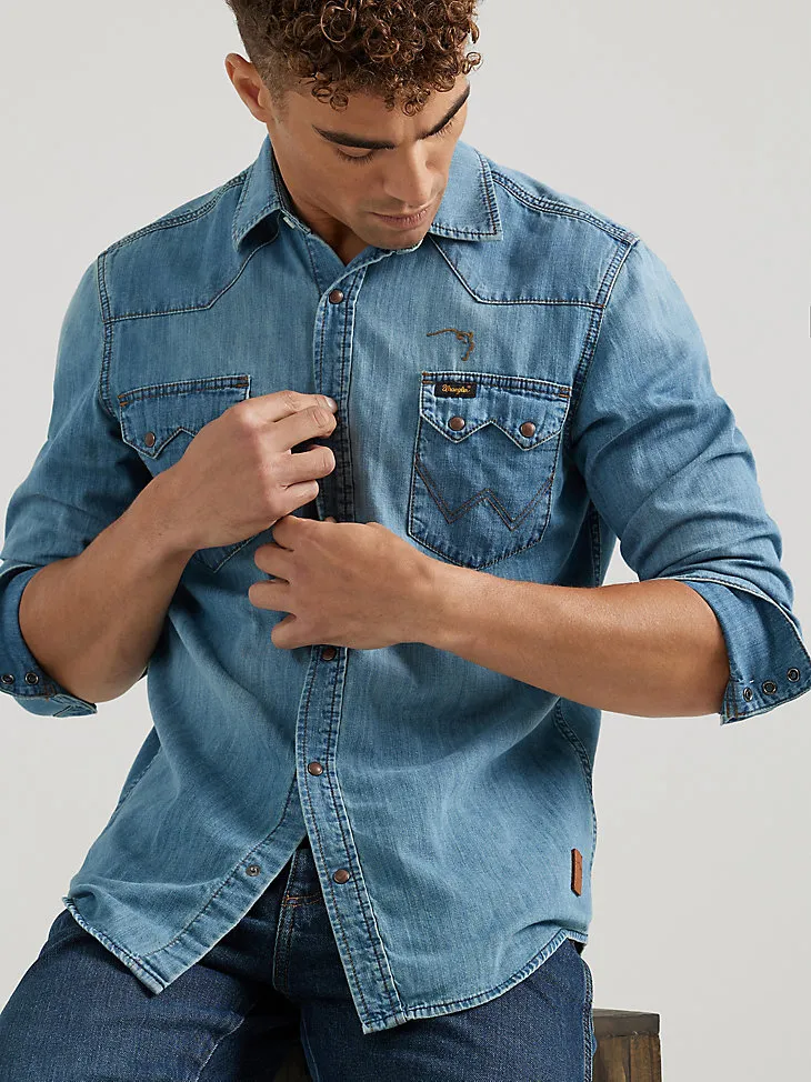 WRANGLER X BUFFALO TRACE™ MEN'S REVIVAL SHIRT IN OAK INDIGO