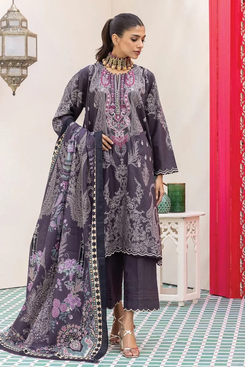 3 Piece Kurta Embroidered | Dupatta& Bottom & Tops | Color Dark Purple