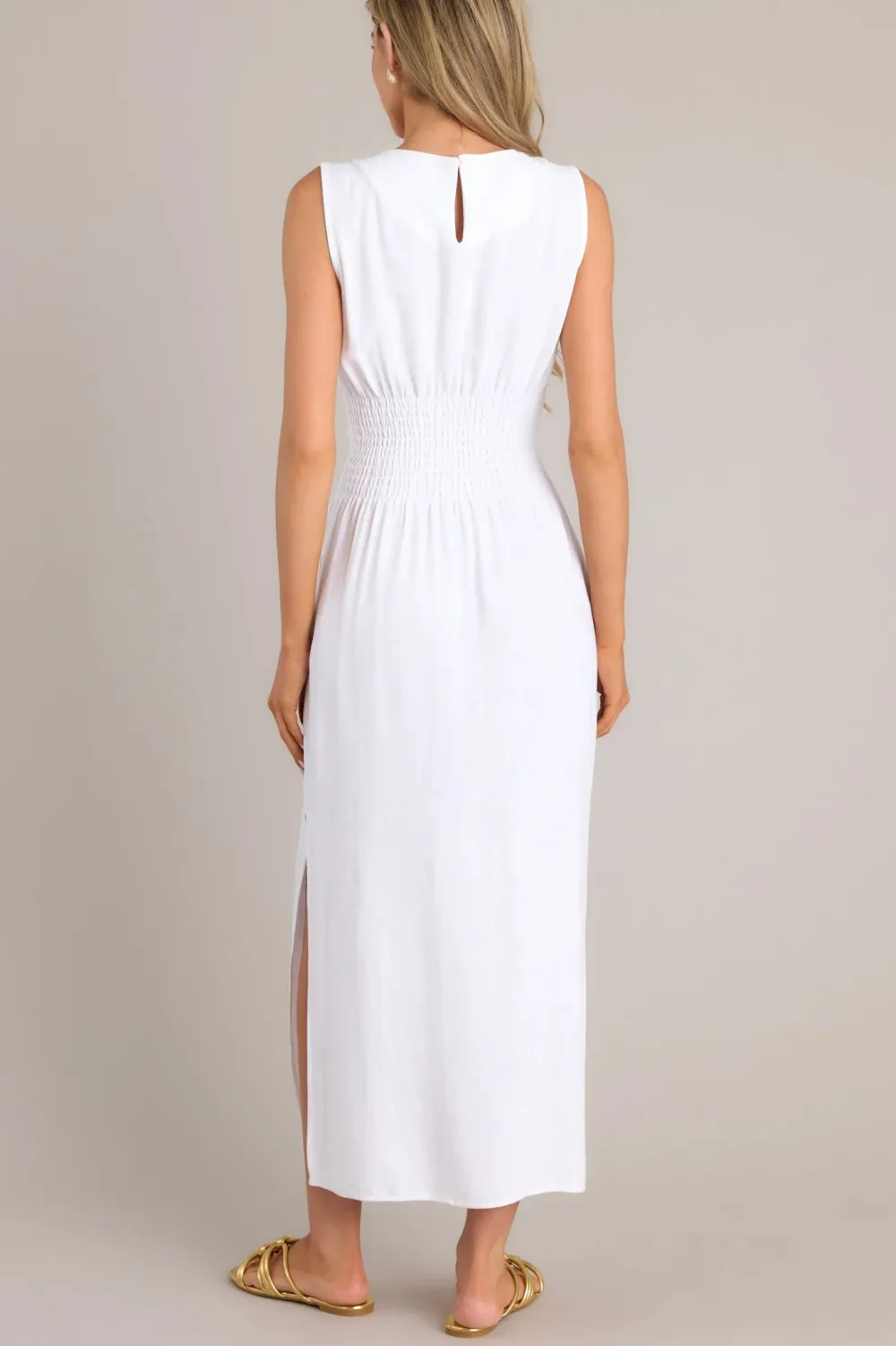 NURTURING SPIRIT WHITE WAIST TIE MAXI DRESS