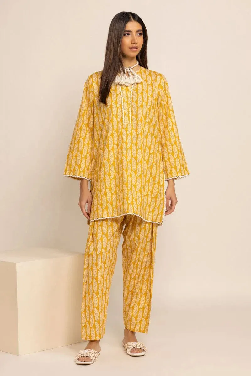 2 Piece | Kurta & Pants | Color Yellow