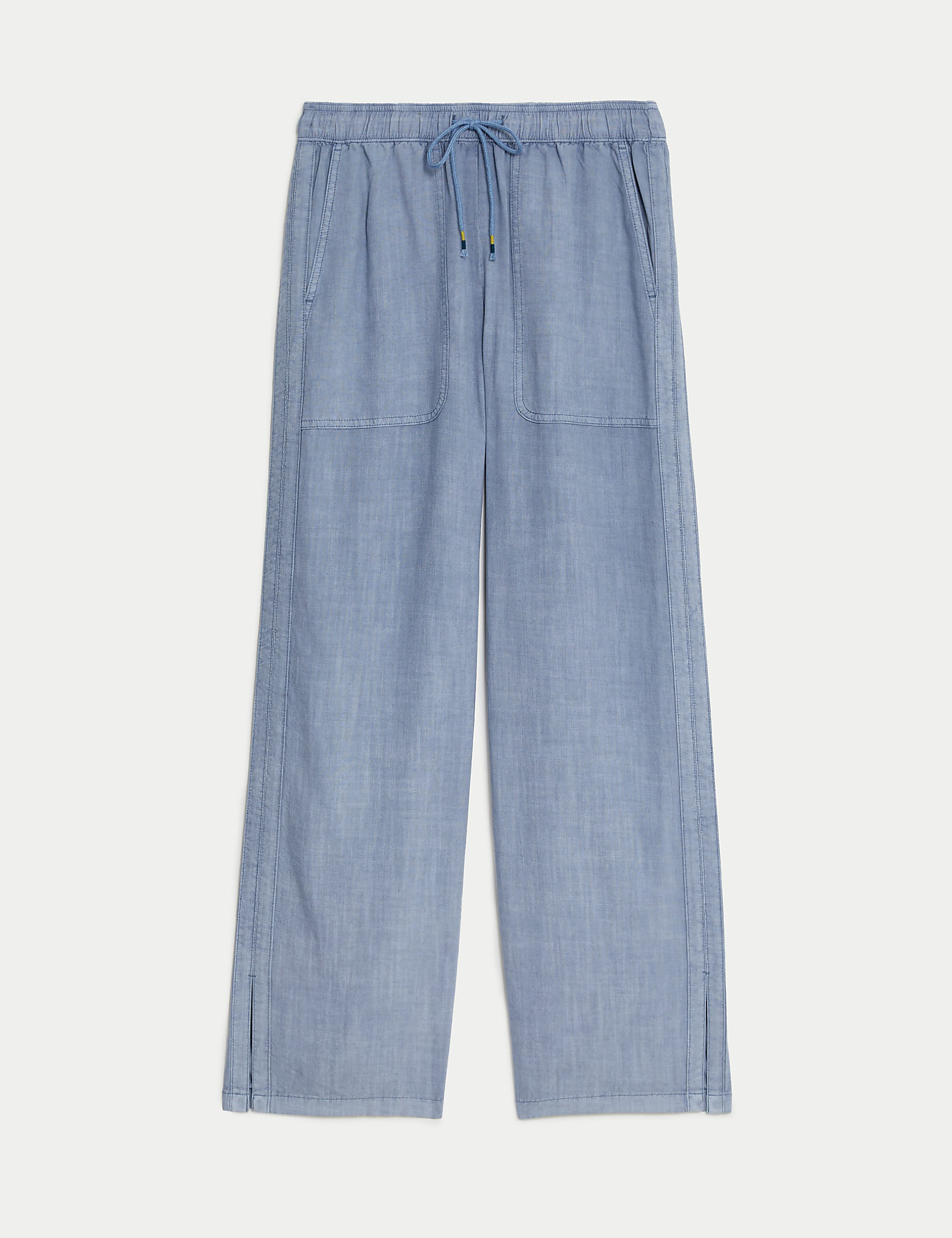 Linen Blend Elasticated Waist Drawstring Trousers