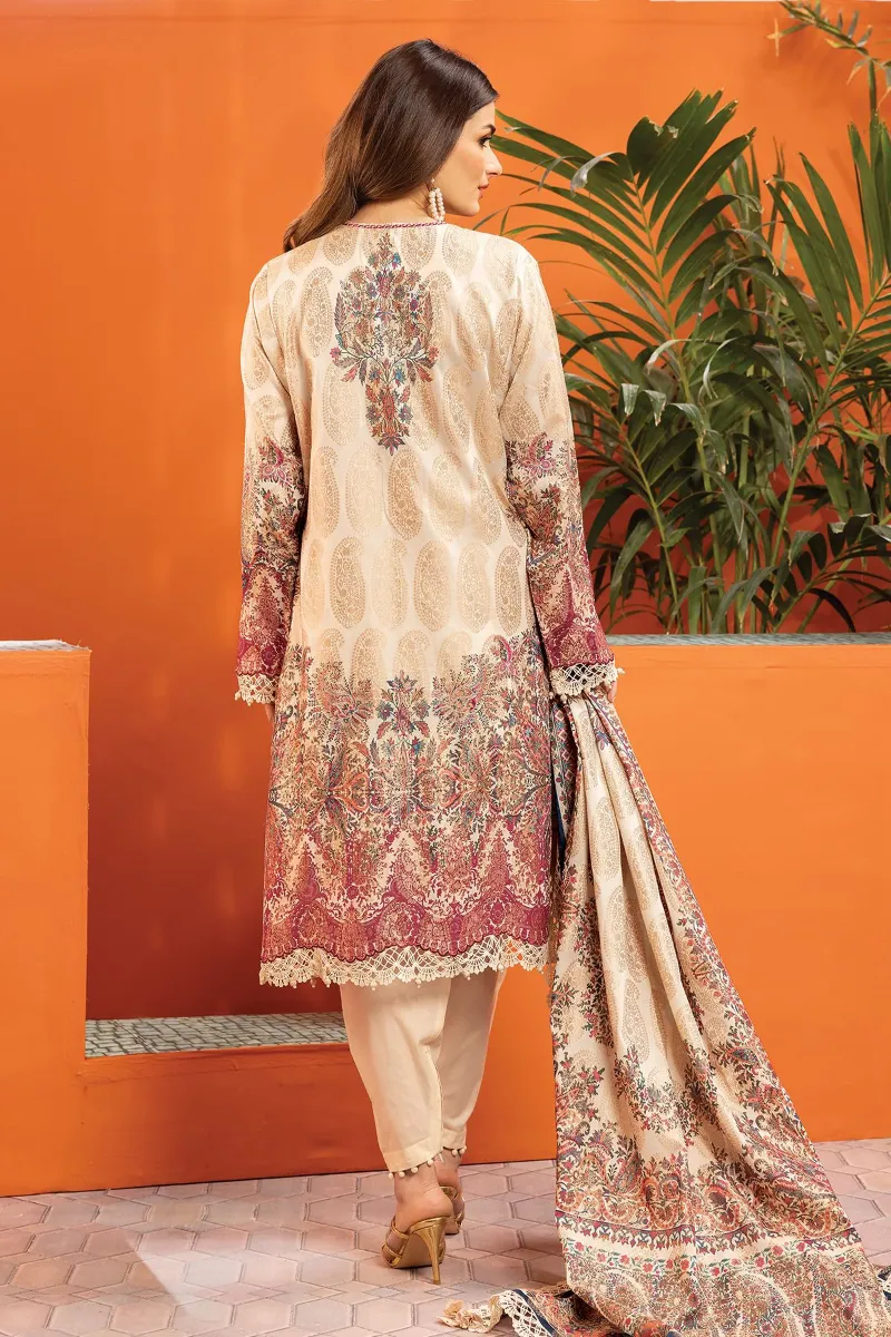 3 Piece Kurta Embroidered | Dupatta& Bottom & Tops | Color Khaki