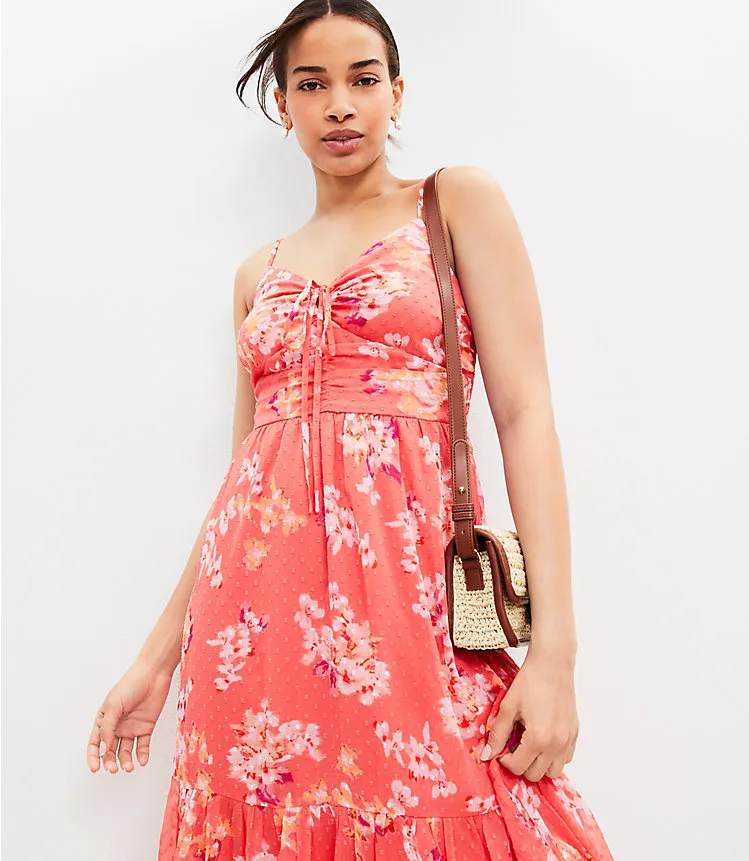 Ikat Floral Clip Keyhole Strappy Midi Dress