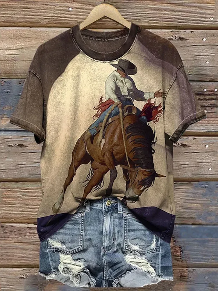 Women's Retro Western Style T-Shirt