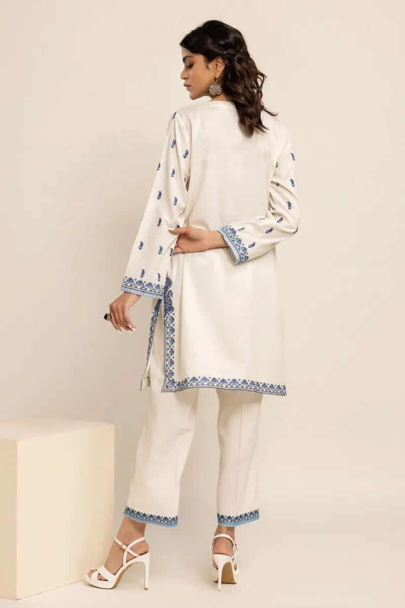 2 Piece Kurta | Embroidered & Pants |  Black and White