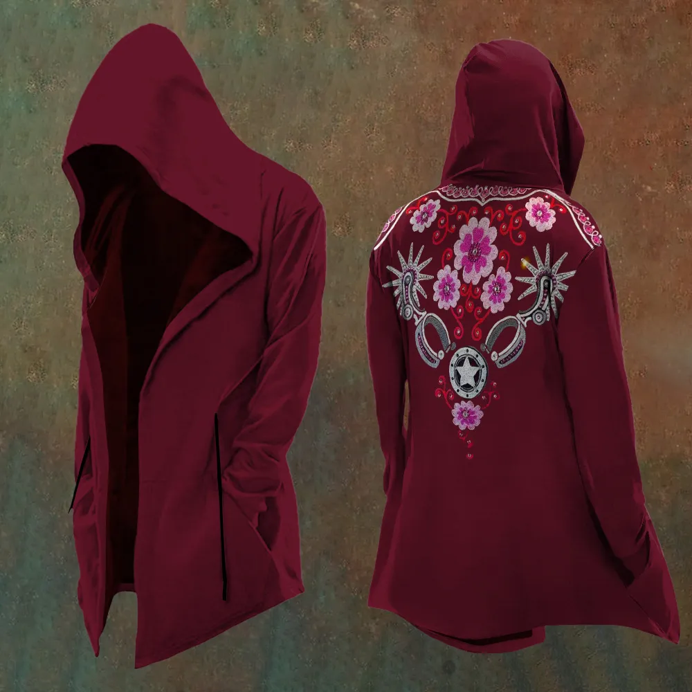 Women'S Western Saddle Floral Pattern Hooded Jacket