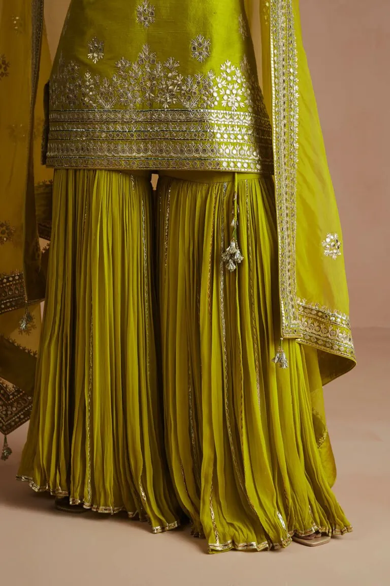 Mehendi Green Gota Gharara Set