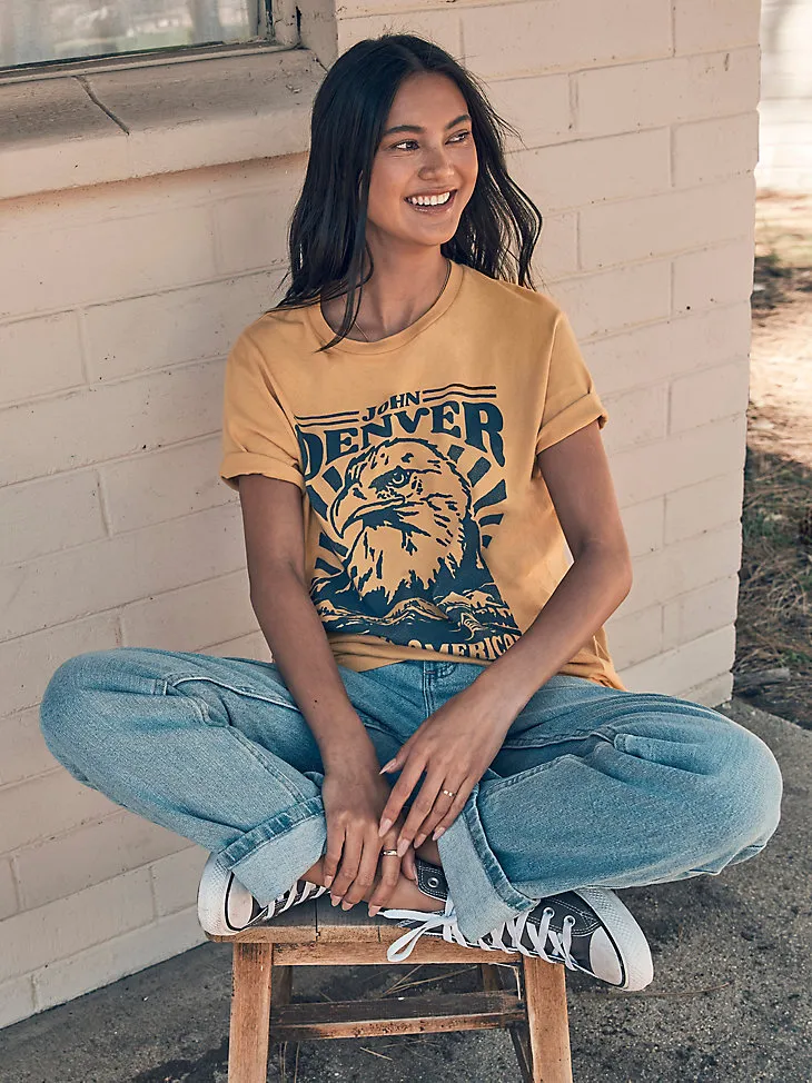 JOHN DENVER GRAPHIC T-SHIRT IN OCHRE YELLOW