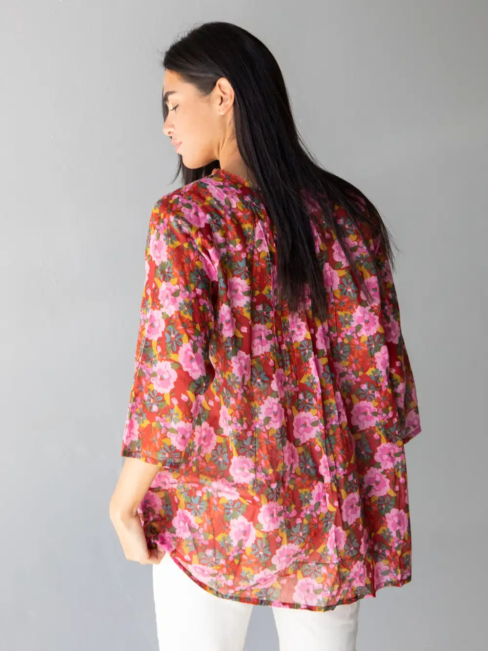 Cotton Tunic-In-A-Bag - Pink Red Floral