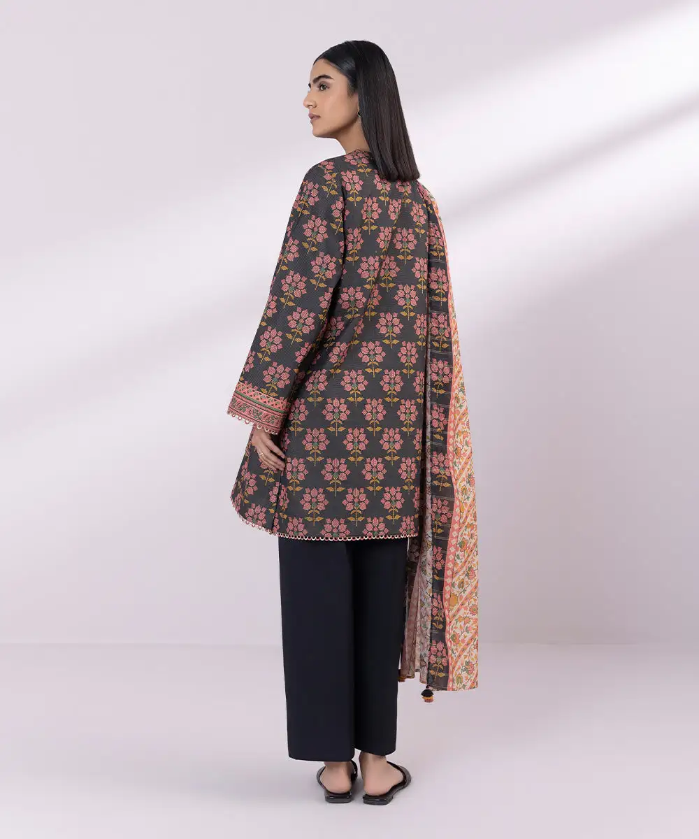 3 Piece - Printed Zari Lawn Suit