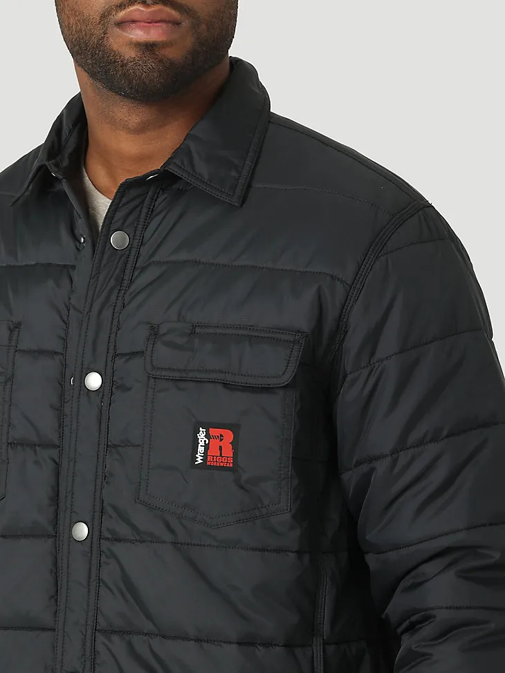 MENS RIGGS TOUGH LAYERS INSULATED SHIRT JACKET IN JET BLACK