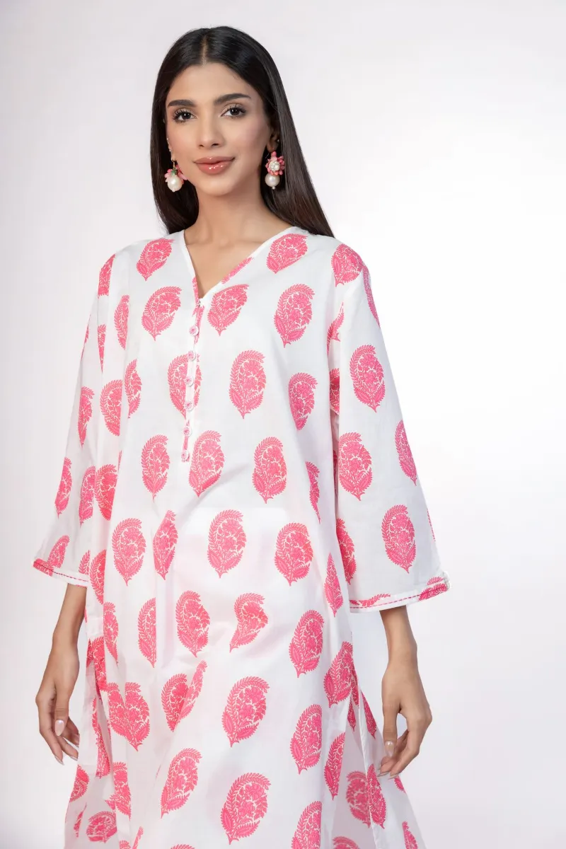 2 Piece Kurta | Embroidered & Pants | Pink