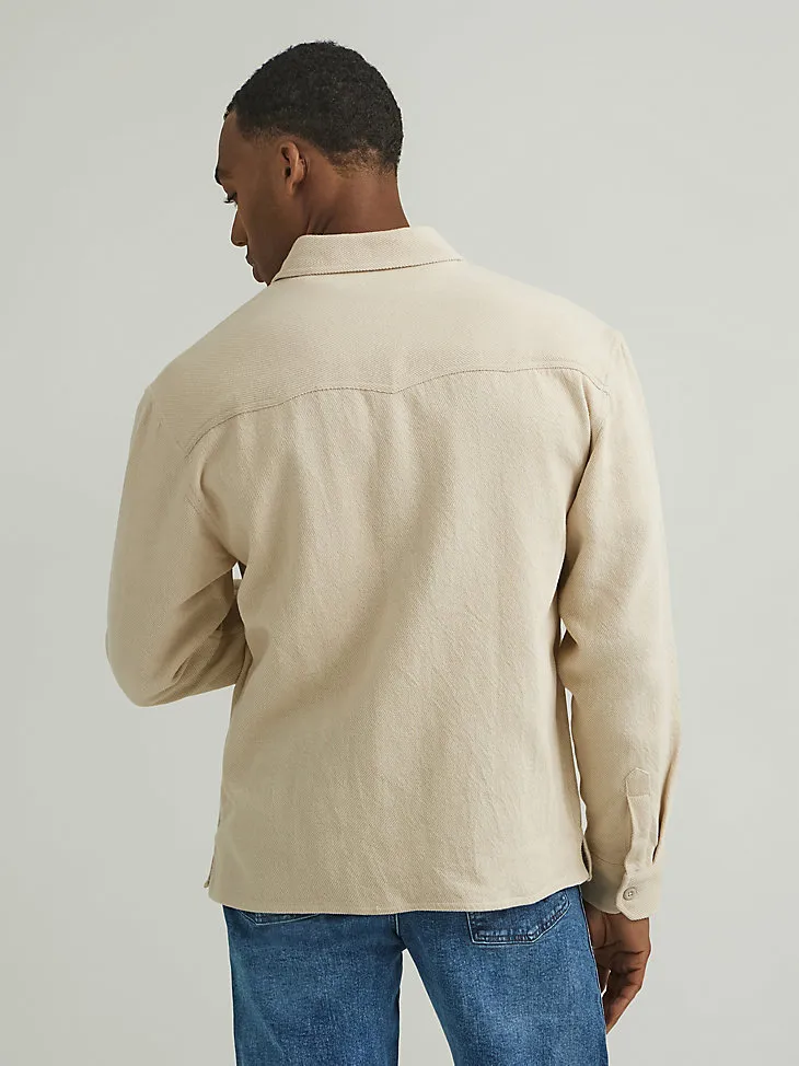 MEN'S TWILL OVERSHIRT IN OATMEAL