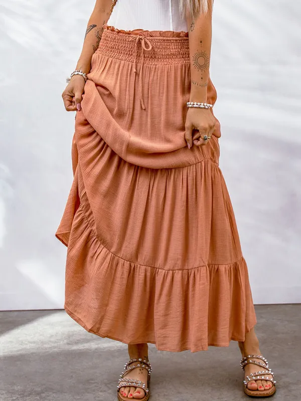 TIE  HIGH WAIST TIERED MAXI SKIRT