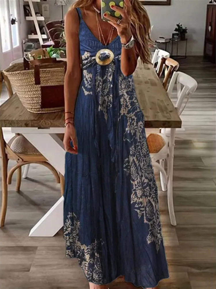 Vintage Boho Floral Lace Cami Maxi Dress