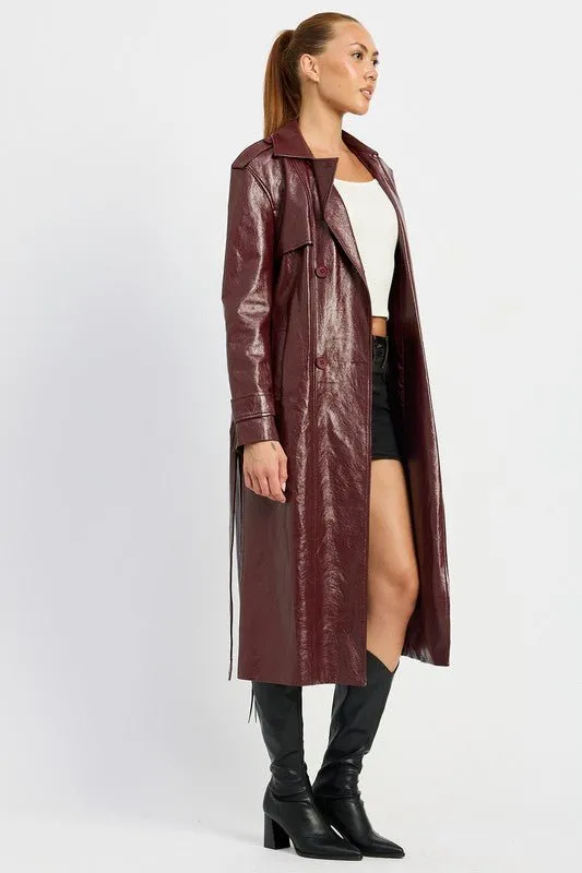 Vegan Leather Trench Coat