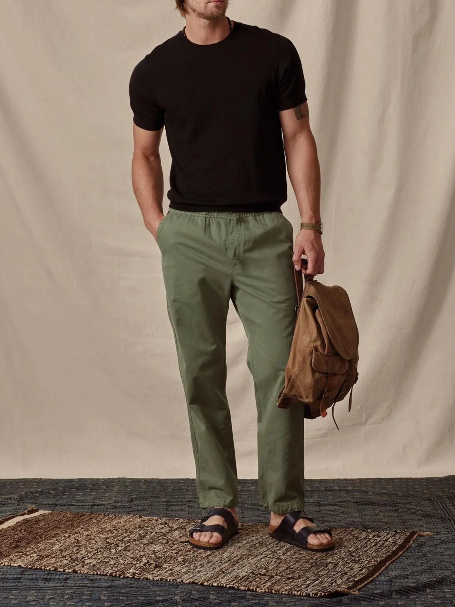 Stylish Men'S Drawstring Wide Leg Pants