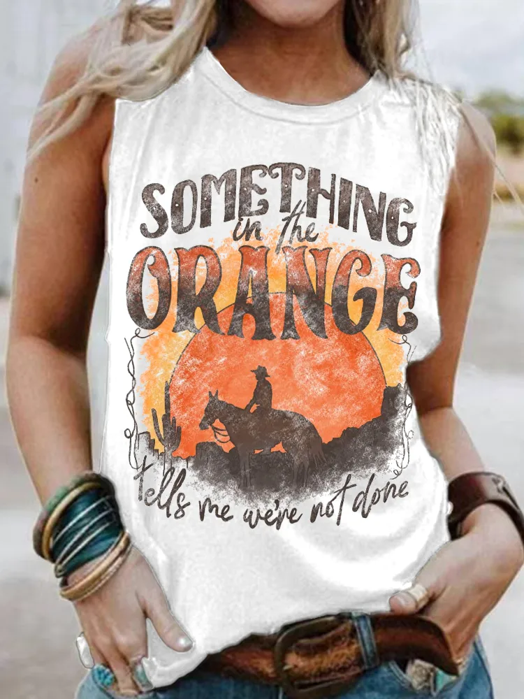 Something In The Orange Print Vintage Tank Top