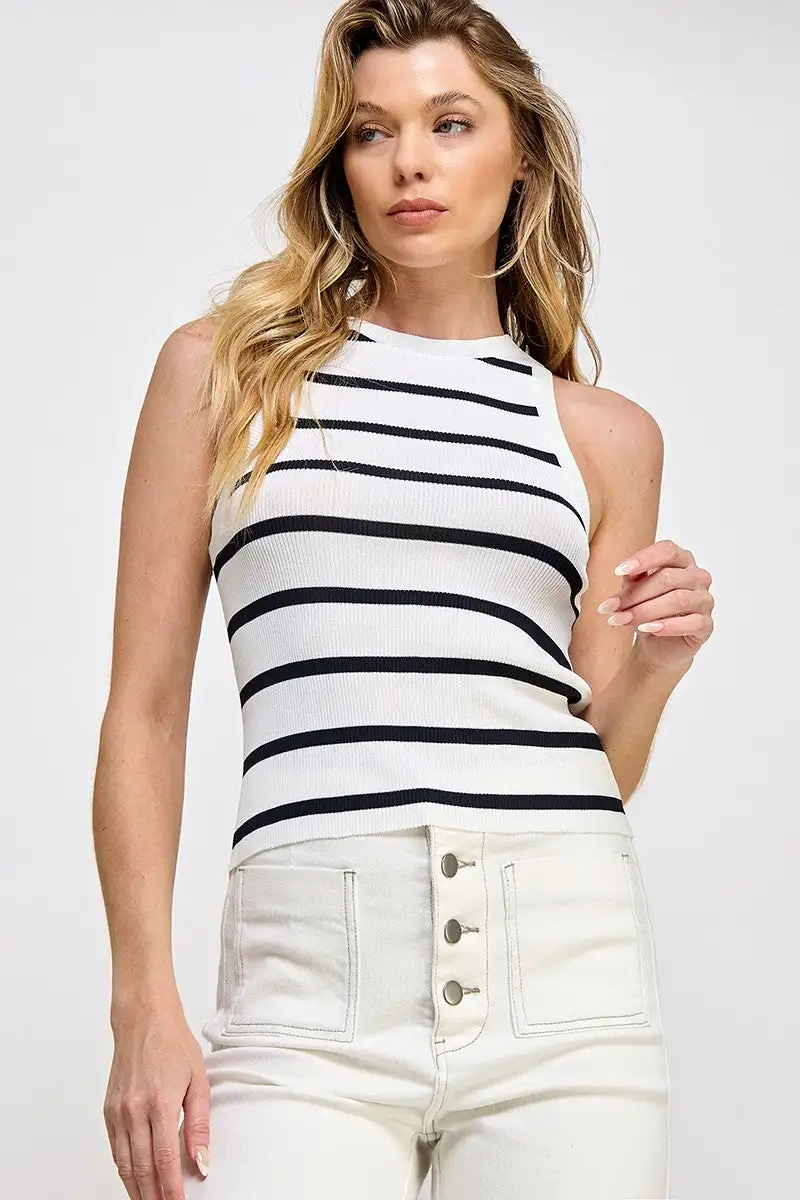 Striped Rib Knit Tank