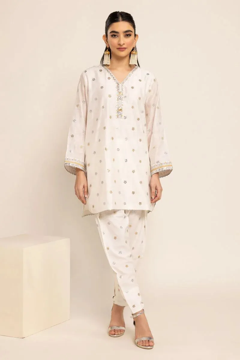 2 Piece | Kurta & Pants | Color White