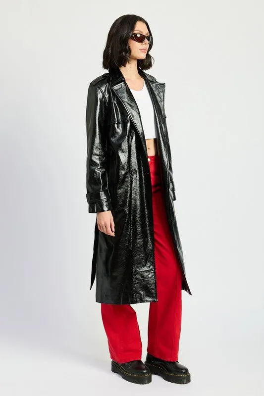 Vegan Leather Trench Coat