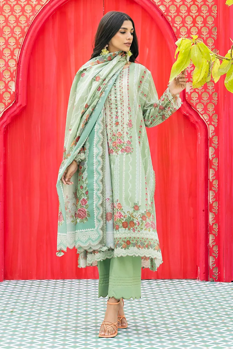 3 Piece Kurta Embroidered | Dupatta& Bottom & Tops | Color Tender green