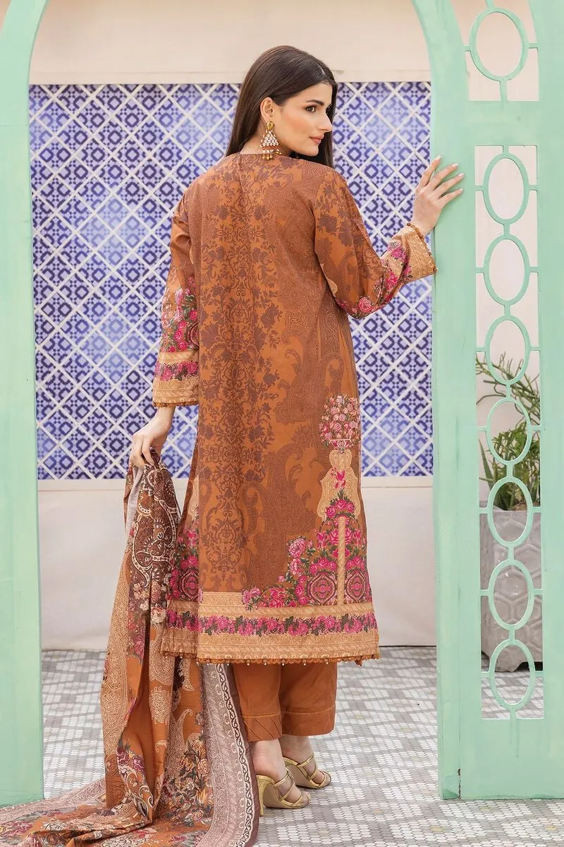 3 Piece Kurta Embroidered | Dupatta& Bottom & Tops | Color Brown