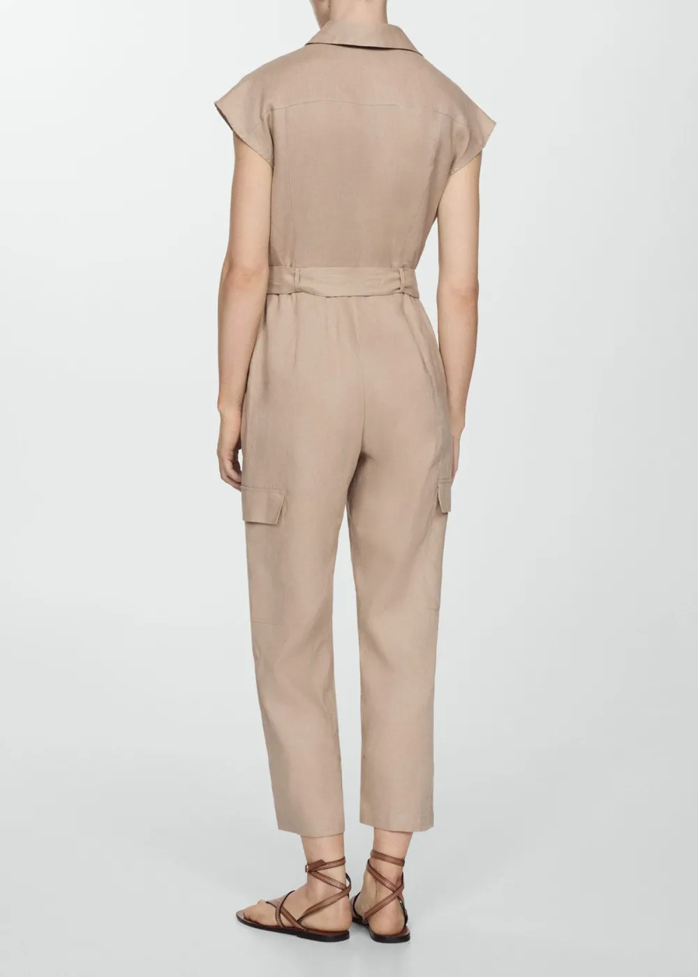 Cargo-style linen jumpsuit