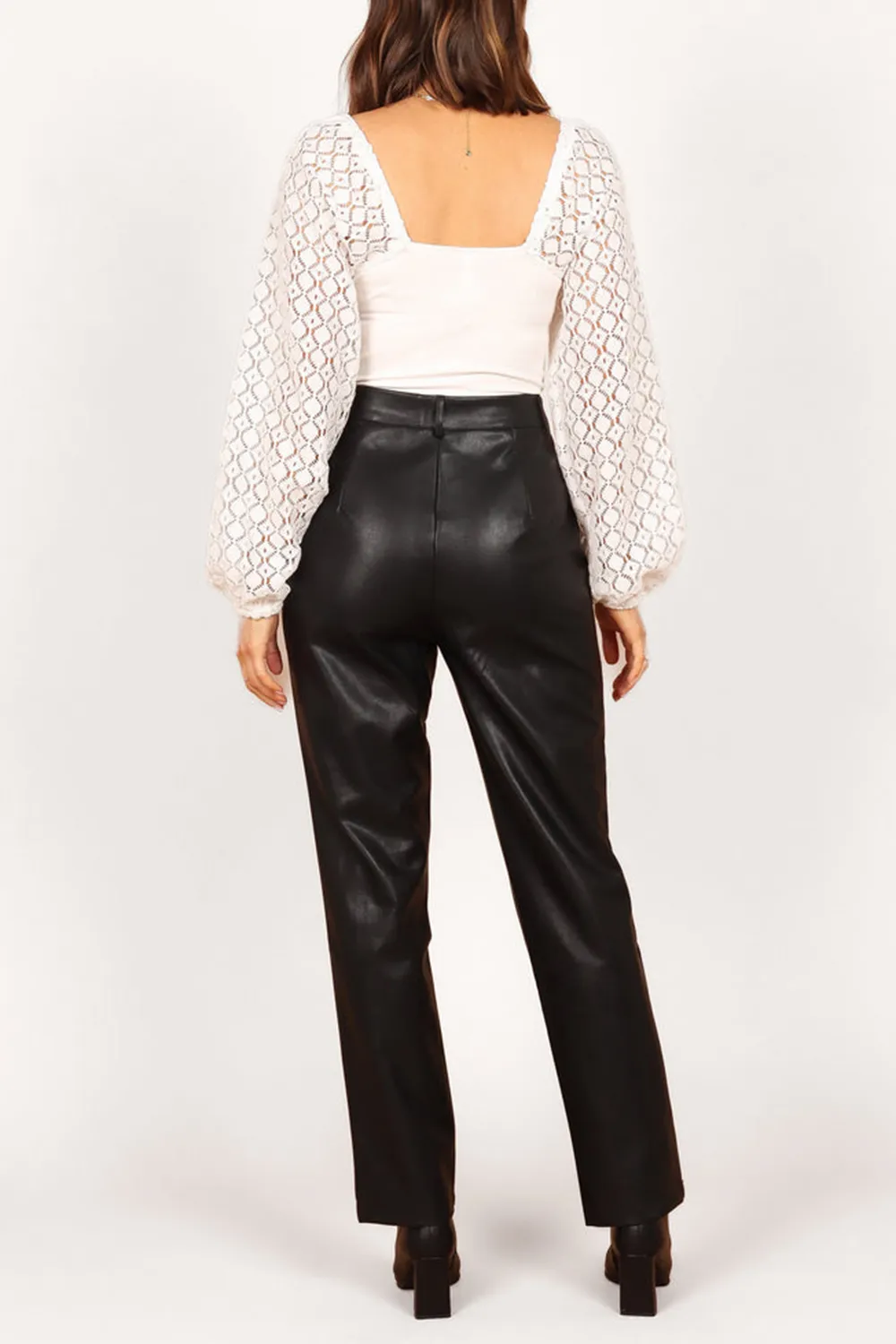 SANDY FAUX LEATHER PANTS - CHOCOLATE BROWN