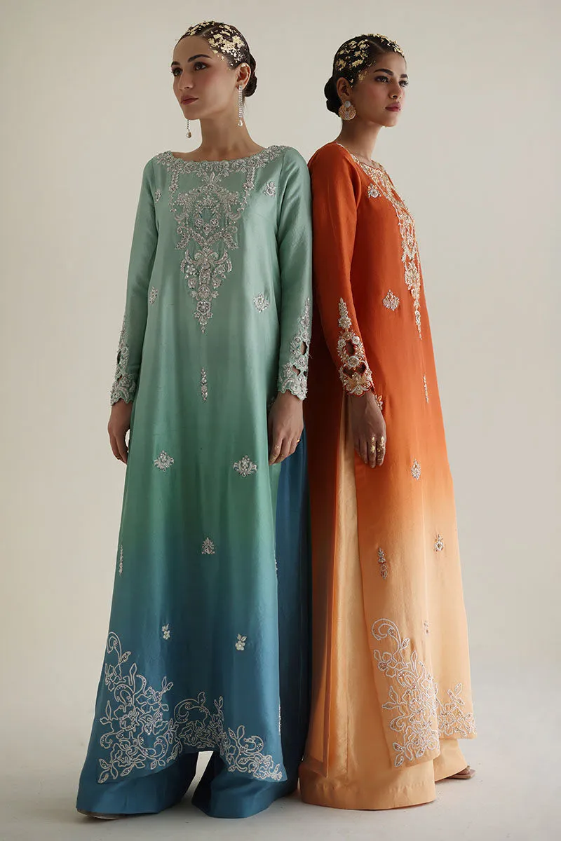 Embellished raw silk sets