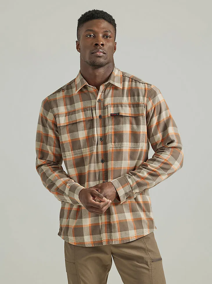 ATG BY WRANGLER® MEN'S THERMAL LINED FLANNEL SHIRT IN MAHOGANY