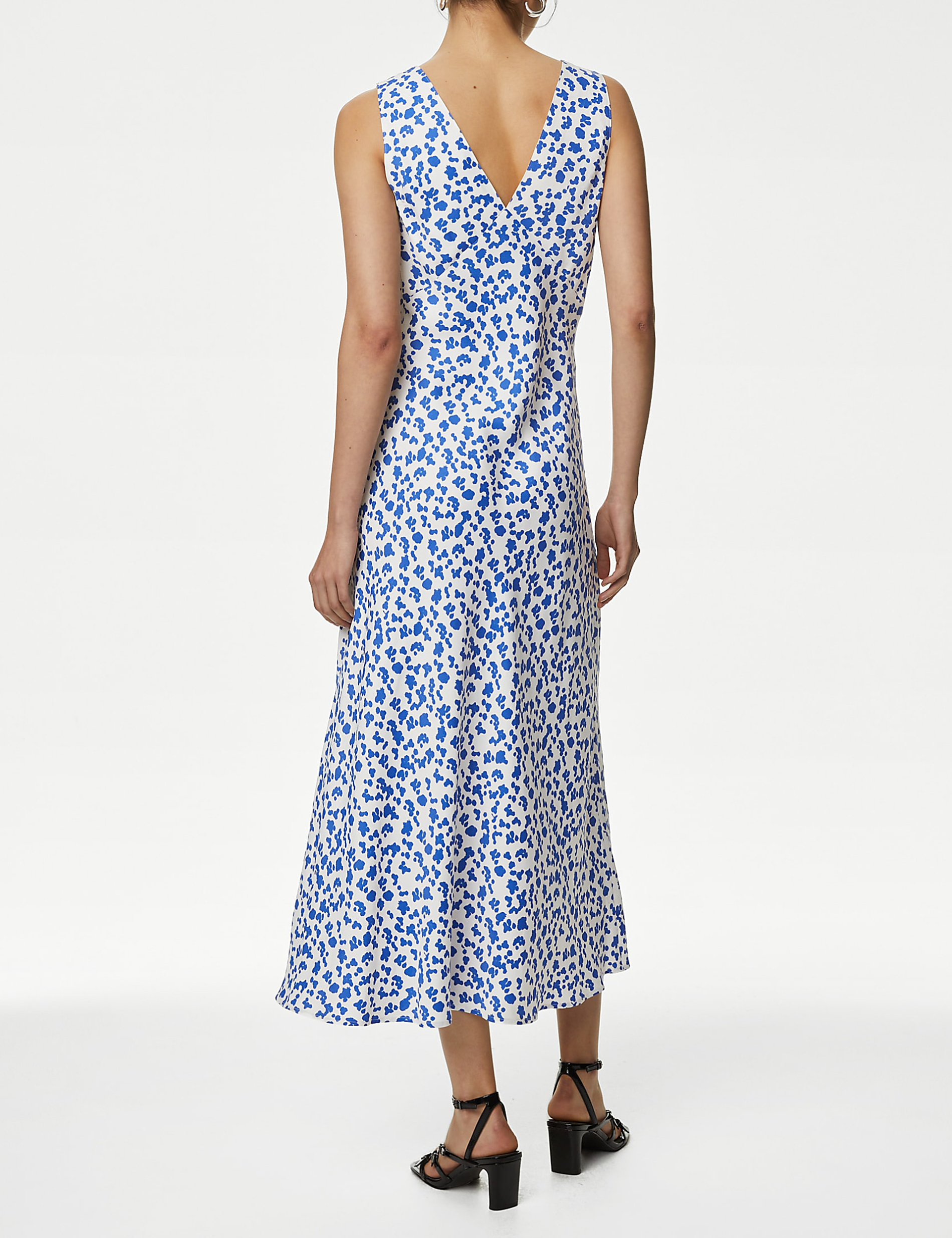 Lyocell Blend Floral V-Neck Midaxi Tea Dress